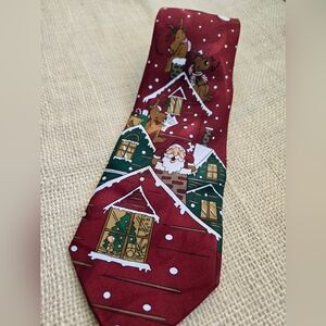 Vintage Holiday Tie With santa and his Reindeers